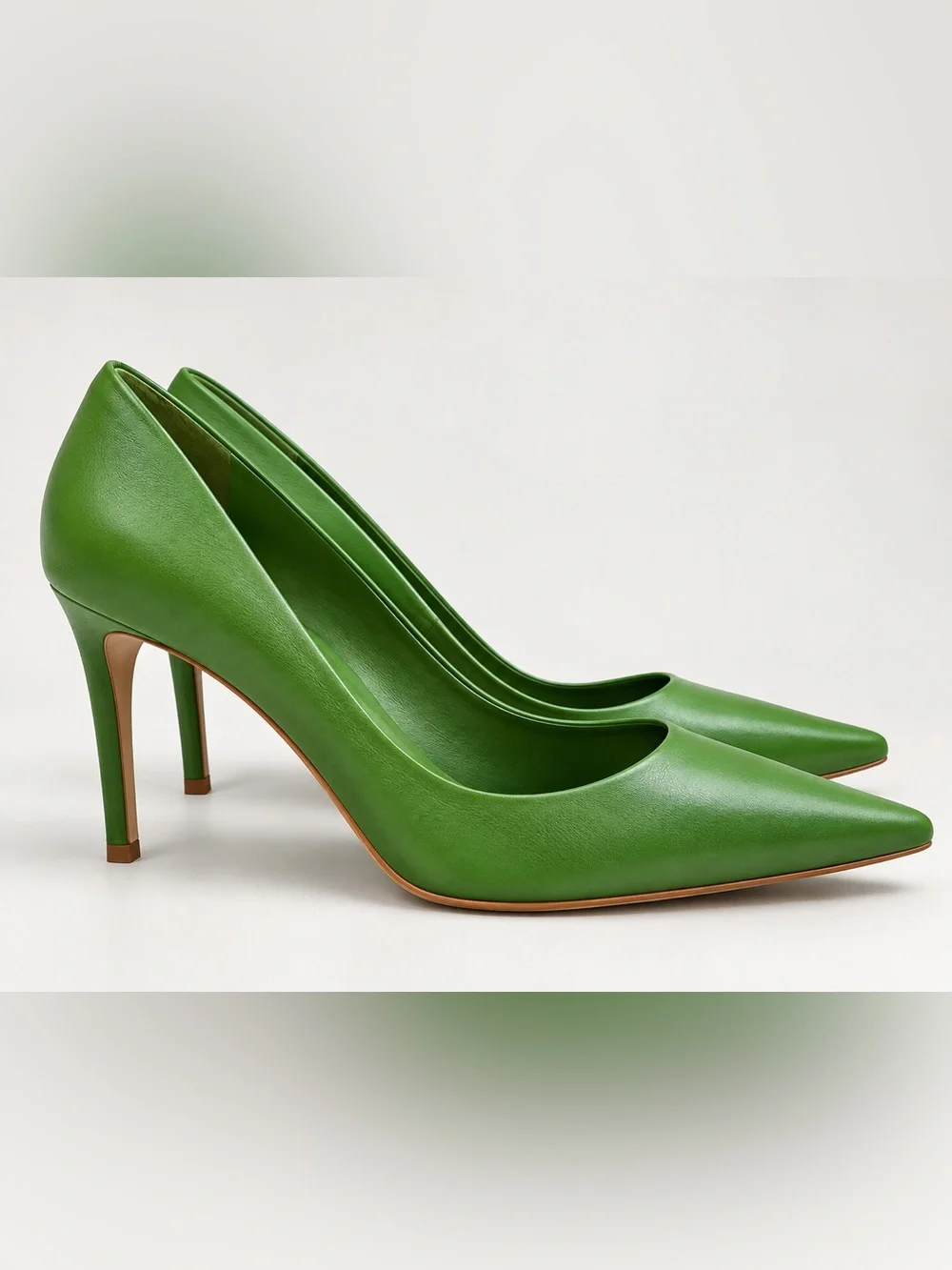 Carrano Green Leather Pointed Toe Stiletto Pumps Heels Size 10